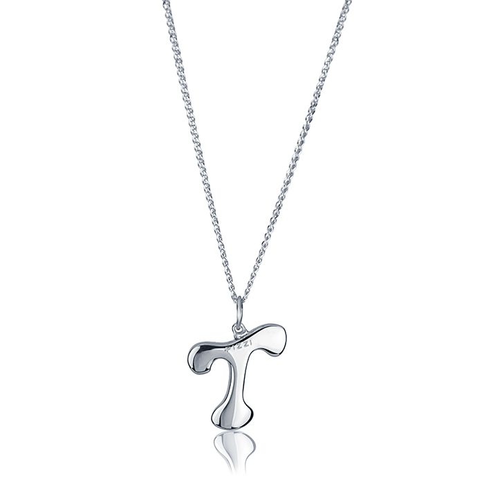 Collana in oro bianco 18kt con iniziale lettera t