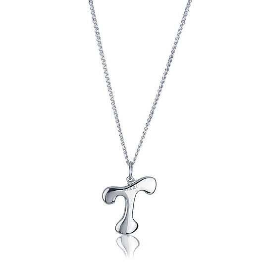 Collana in oro bianco 18kt con iniziale lettera t