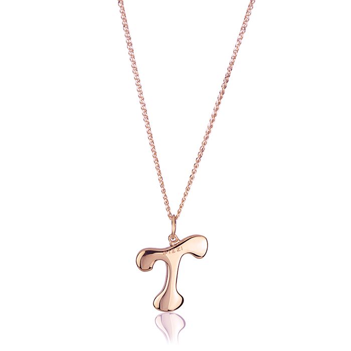 Collana in oro rosa 18kt con iniziale lettera t