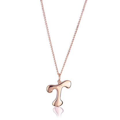 Collana in oro rosa 18kt con iniziale lettera t
