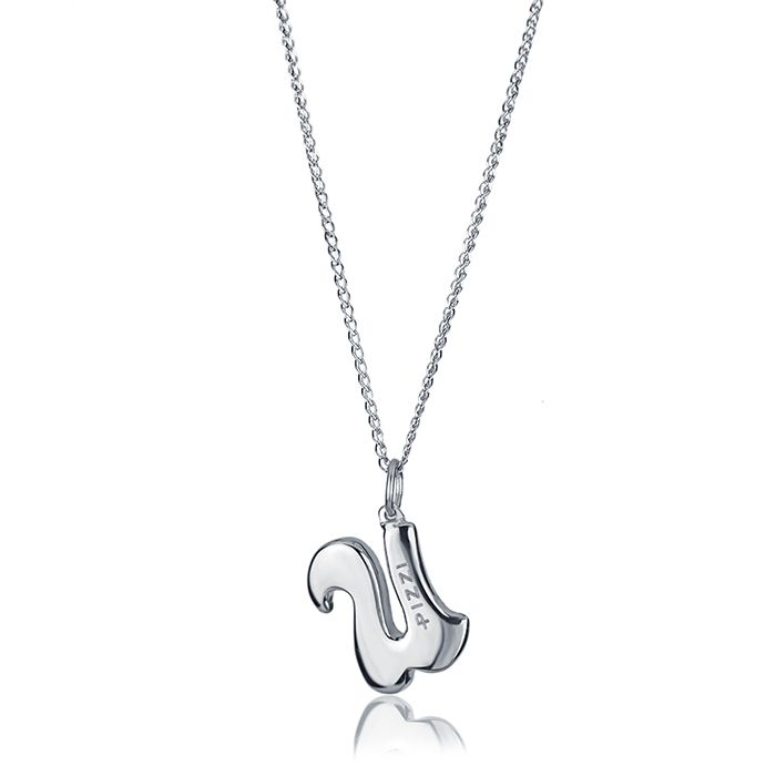 Collana in oro bianco 18kt con iniziale lettera u