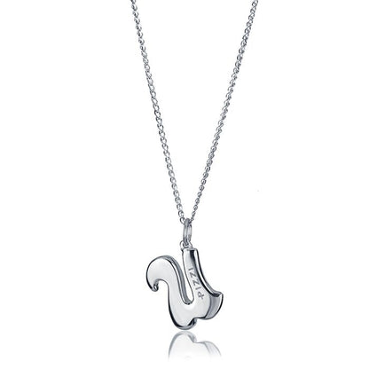 Collana in oro bianco 18kt con iniziale lettera u