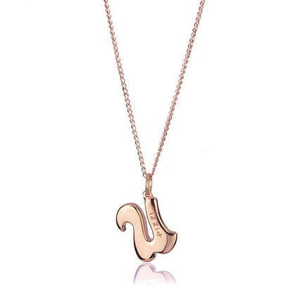 Collana in oro rosa 18kt con iniziale lettera  u