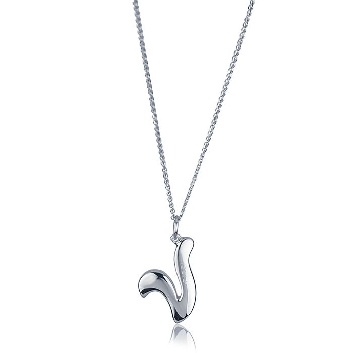 Catenina in oro bianco 18kt con iniziale lettera v
