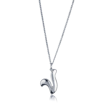 Catenina in oro bianco 18kt con iniziale lettera v