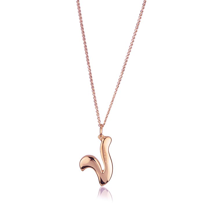 Catenina in oro rosa 18kt con iniziale lettera v
