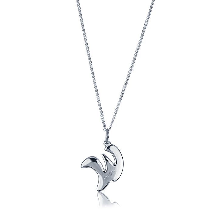 Collana in oro bianco 18kt con iniziale lettera  w