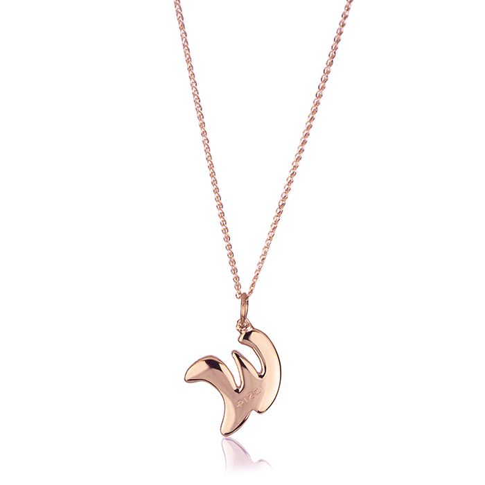 Collana in oro rosa 18k con iniziale lettera w