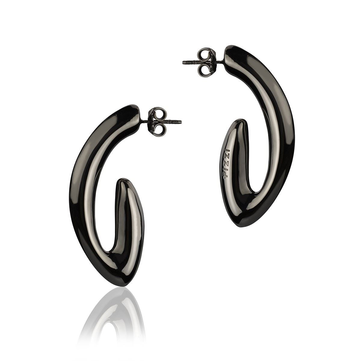 Orecchini in  argento rutenio e  ovali style
