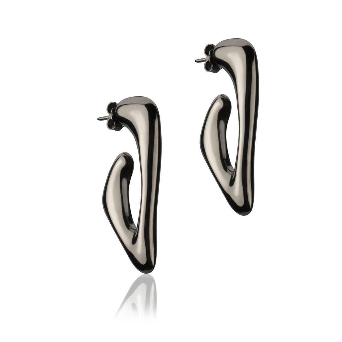 Silver and Ruthenium Triangle Style Earrings