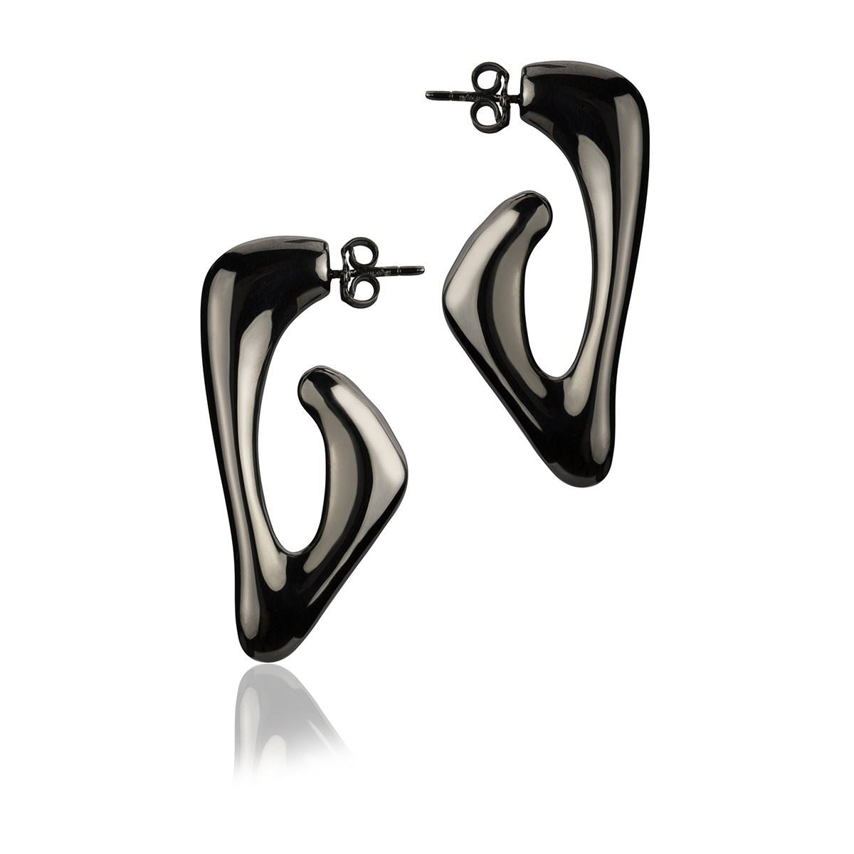 Silver and Ruthenium Triangle Style Earrings