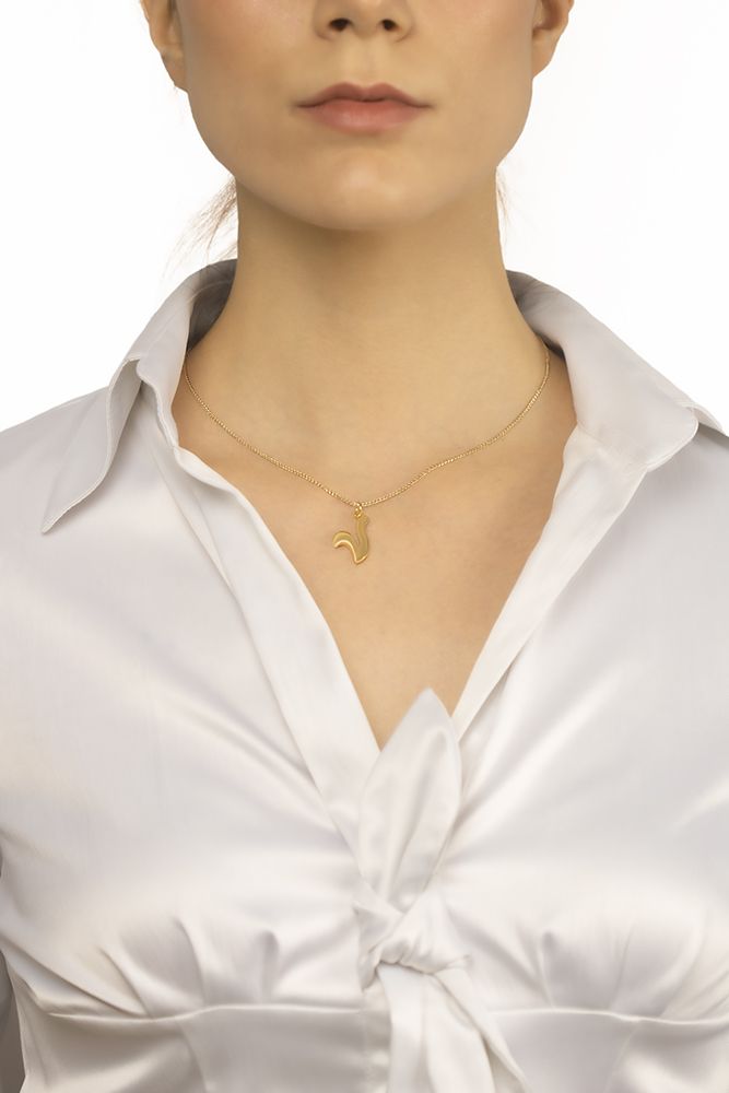 Catenina in oro bianco 18kt con iniziale lettera v