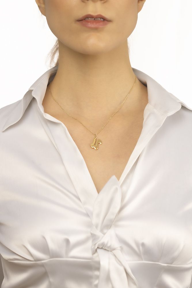 Collana in oro bianco 18kt con iniziale lettera u