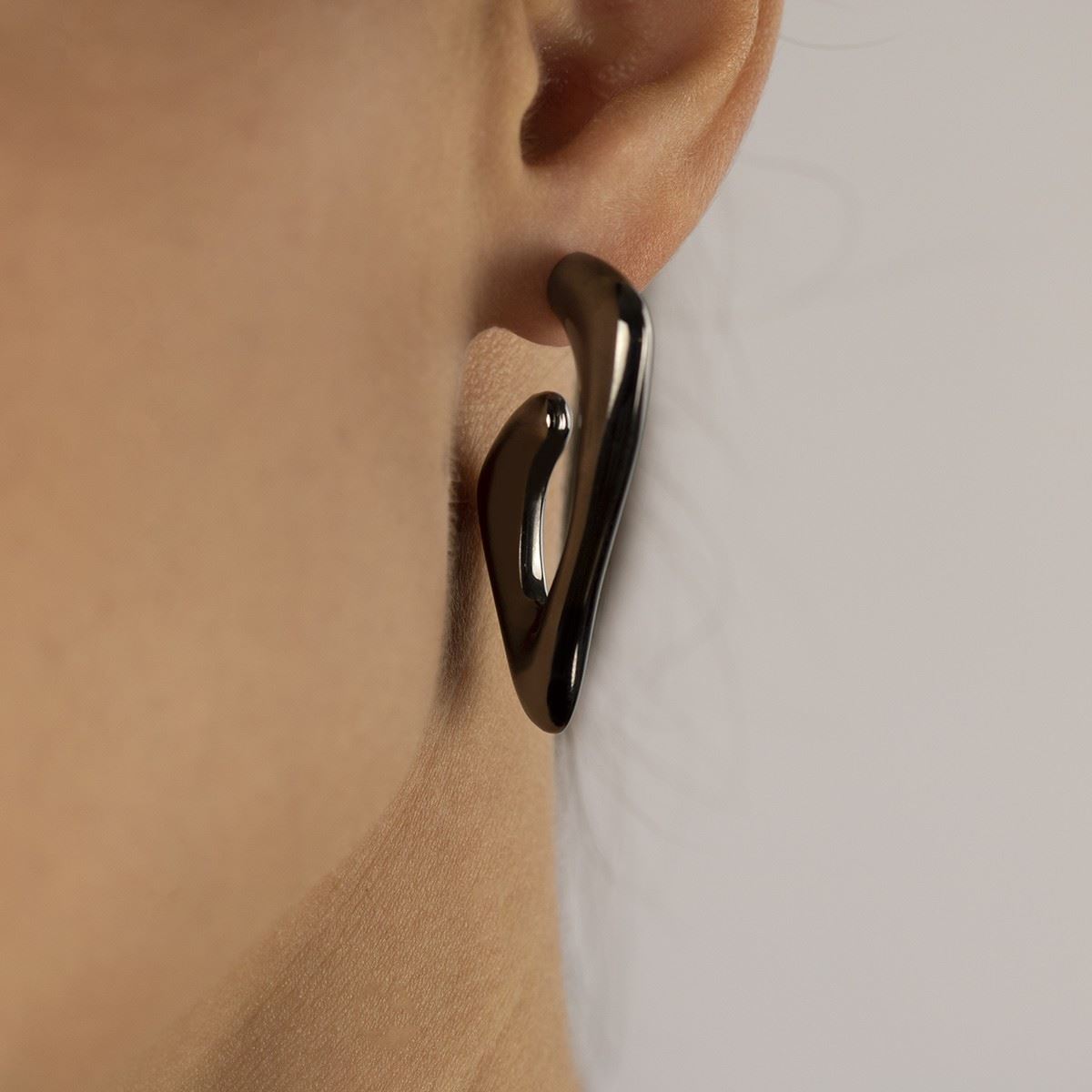 Silver and Ruthenium Triangle Style Earrings