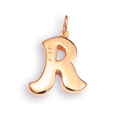 Collana in oro rosa 18kt con iniziale lettera r