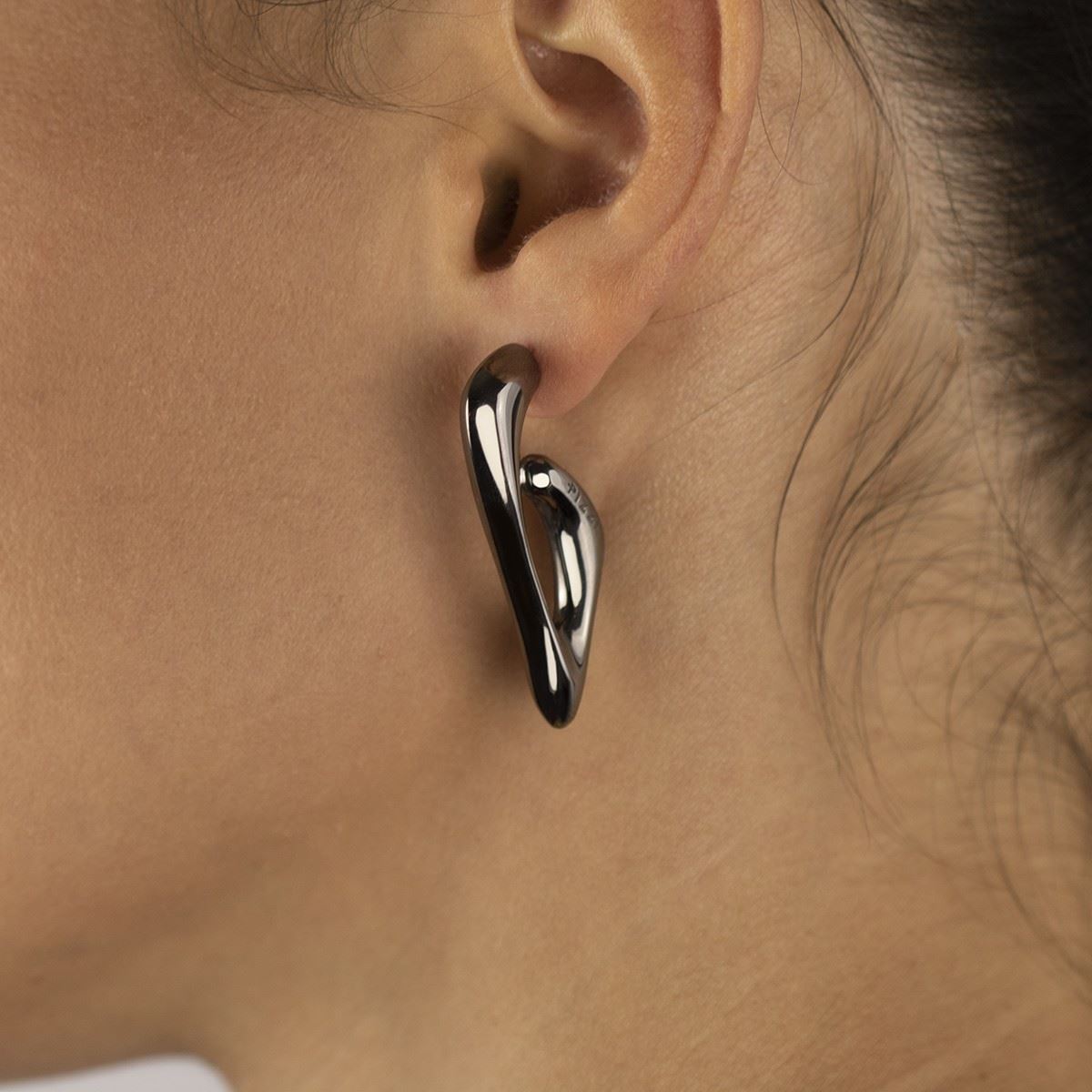 Silver and Ruthenium Triangle Style Earrings