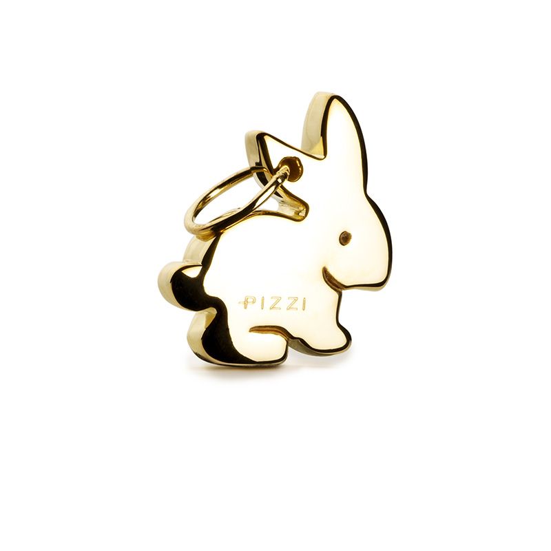 Hasenanhänger aus 18-karätigem Gelbgold mit Spitze