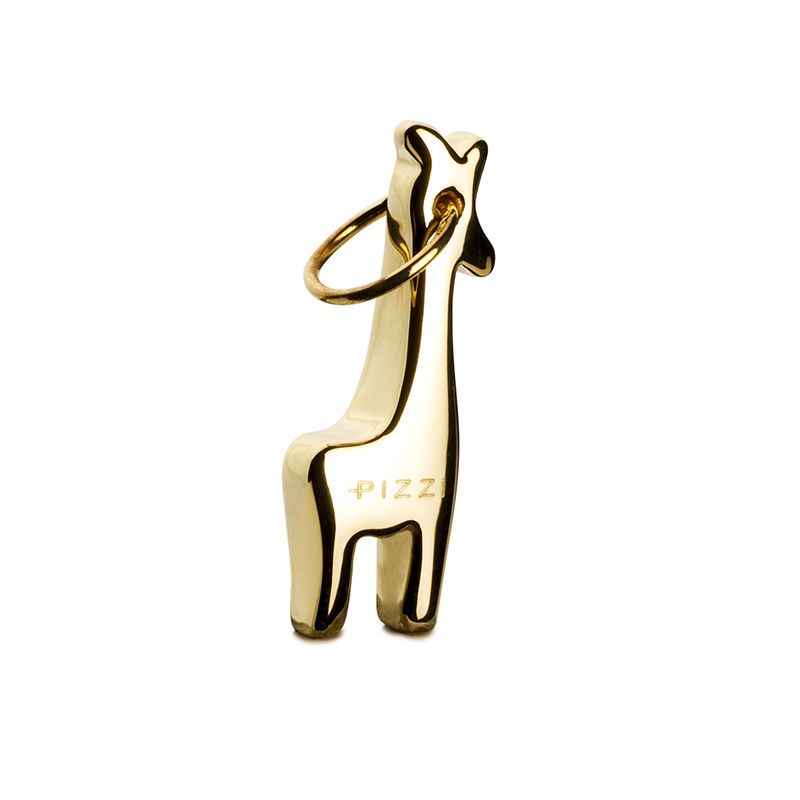 18kt yellow gold giraffe animal pendant with lace
