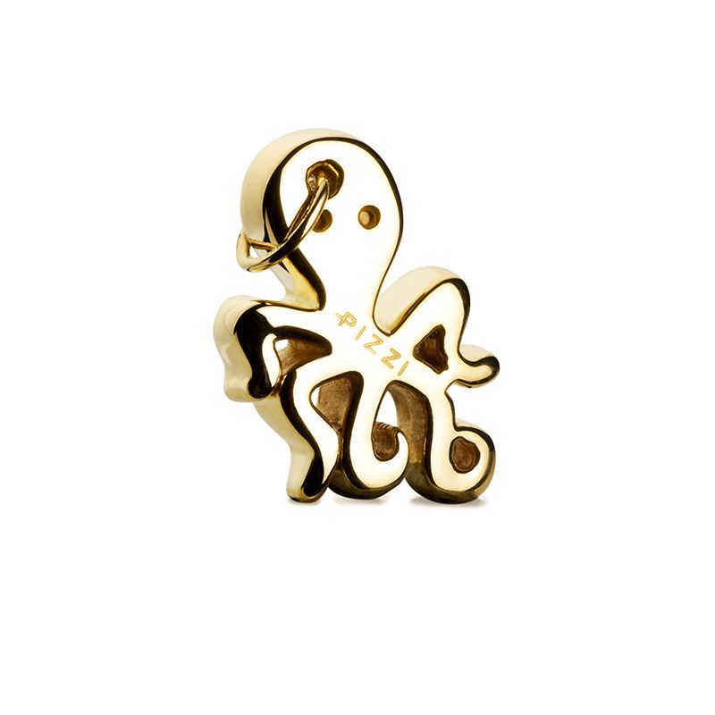18kt yellow gold octopus animal pendant with lace