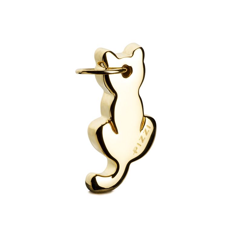 18kt yellow gold animal cat pendant with lace