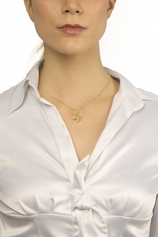Collana in oro 18kt con pendente cane