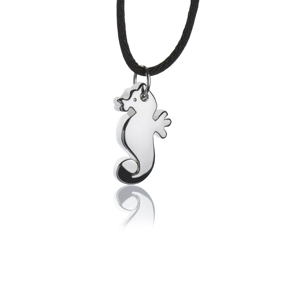 Collana con pendente in argento cavalluccio marino grande
