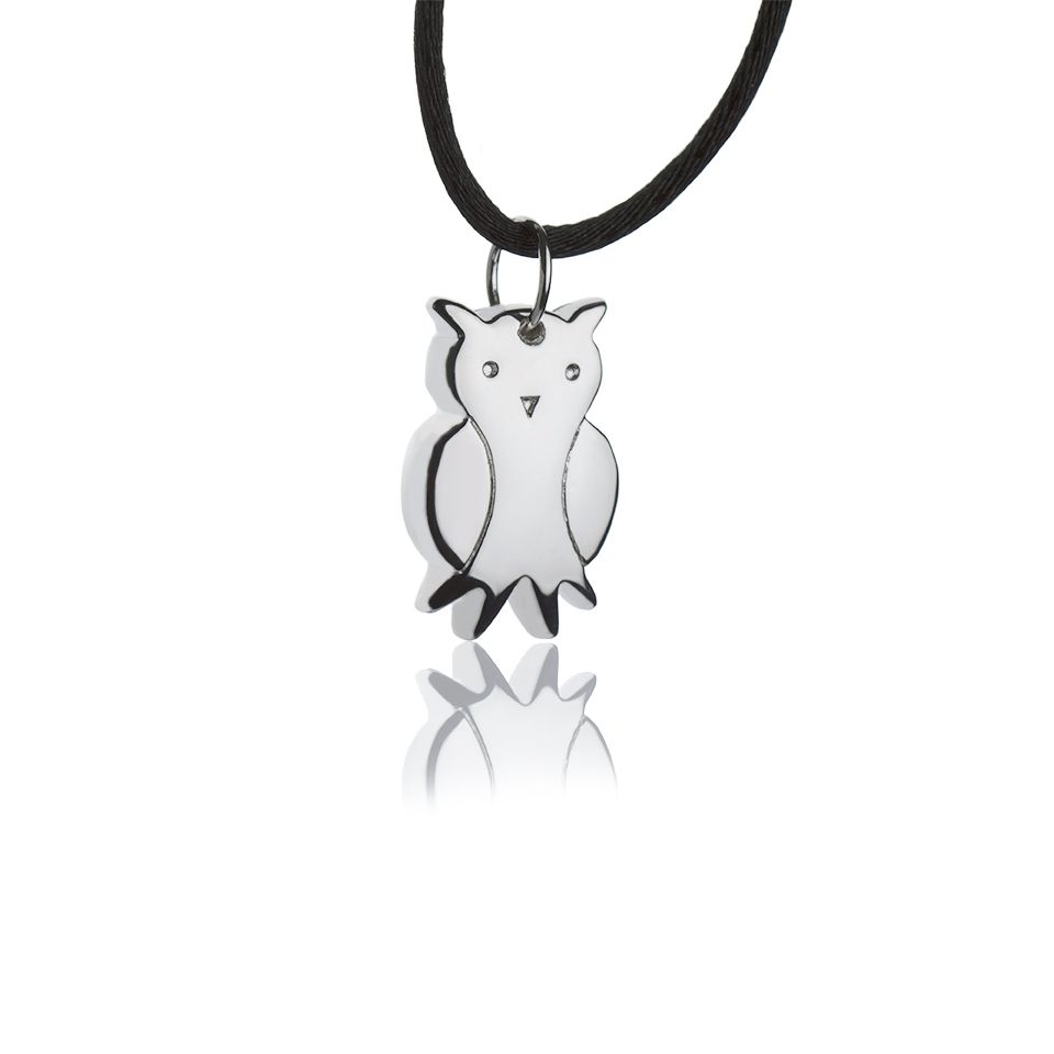 Collana con pendente in argento civetta grande
