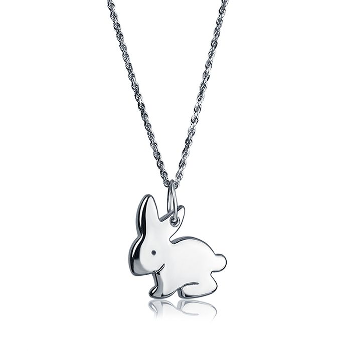 Collana in oro bianco 18kt con pendente coniglio