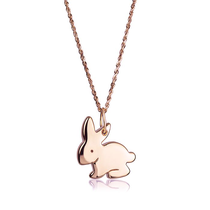Collana in oro rosa 18kt con pendente coniglio
