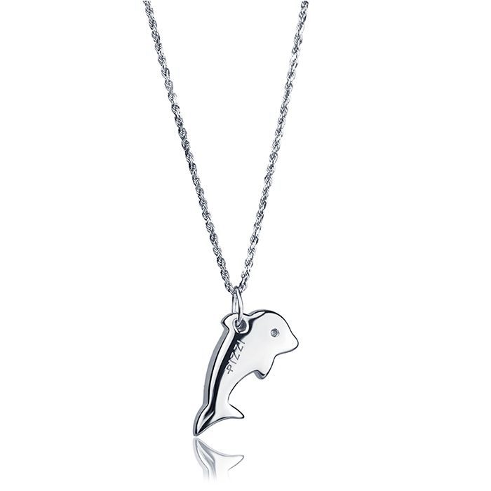 Collana in oro bianco 18kt con pendente delfino