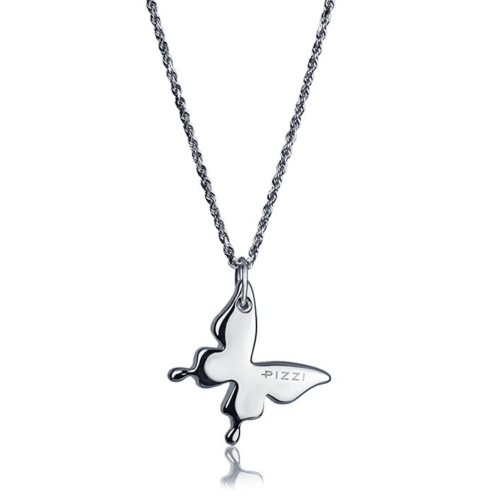 Collana in oro bianco 18kt con pendente farfalla