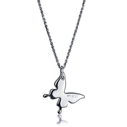Collana in oro bianco 18kt con pendente farfalla