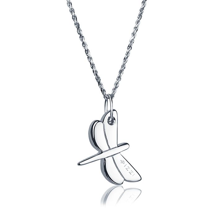 Collana in oro 18kt bianco con pendente libellula