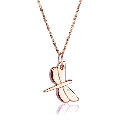Collana in oro 18kt rosa con pendente libellula