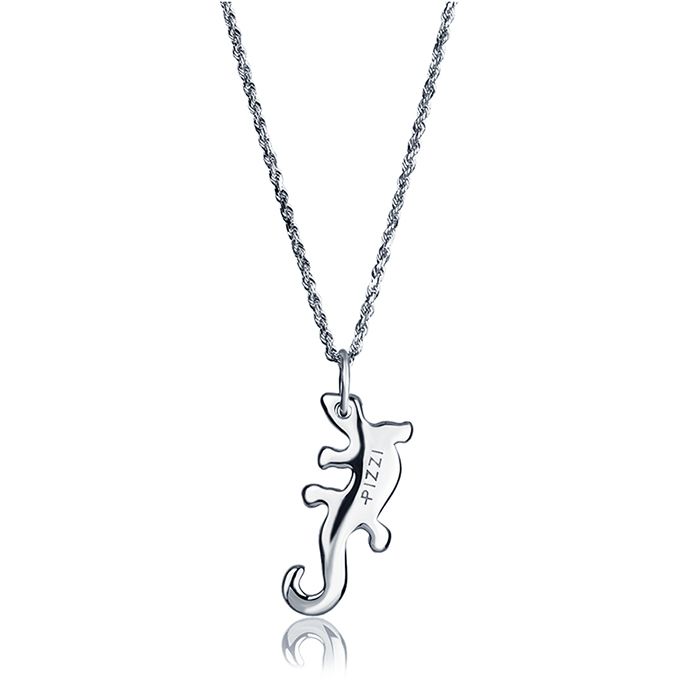 Collana in oro 18kt  bianco con pendente lucertola