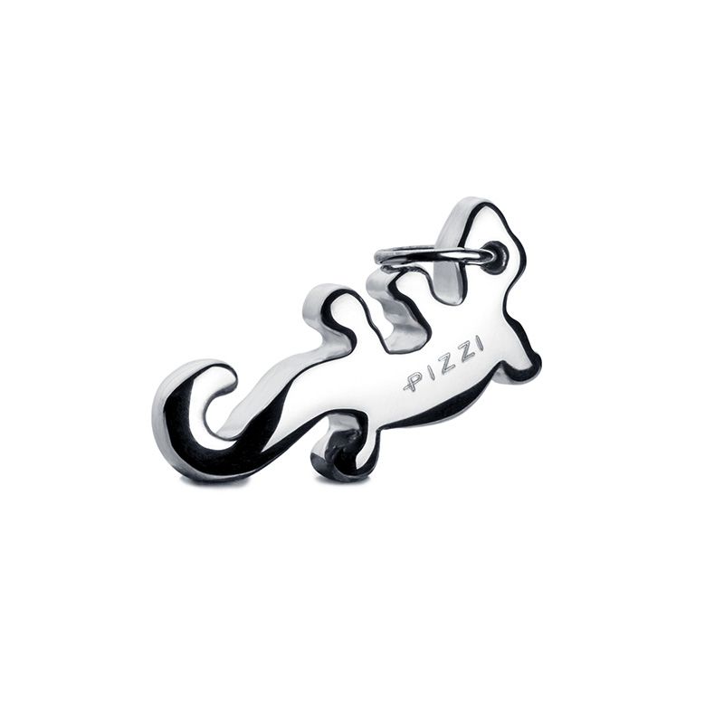 Collana in oro 18kt  bianco con pendente lucertola