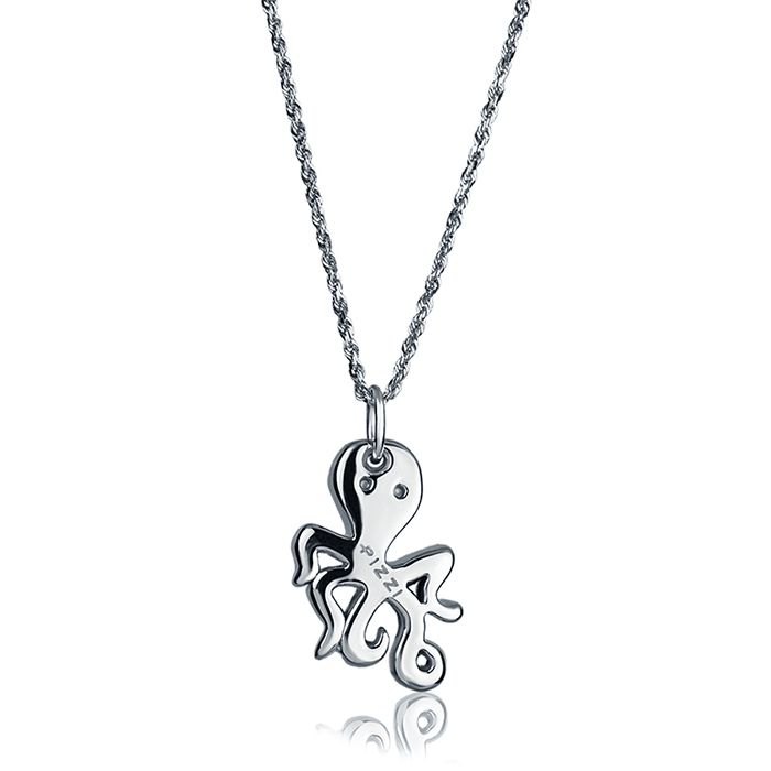 Collana in oro bianco 18kt con pendente polipo