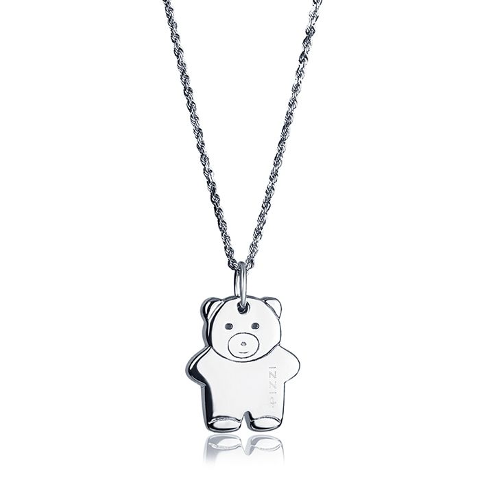 Collana in oro bianco 18kt con pendente orsetto