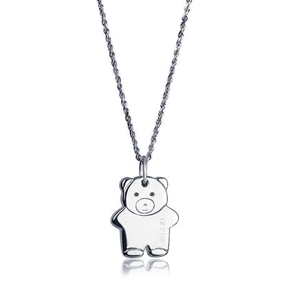 Collana in oro bianco 18kt con pendente orsetto