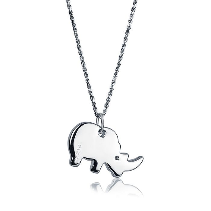 Halskette aus 18-karätigem Weißgold mit Nashornanhänger