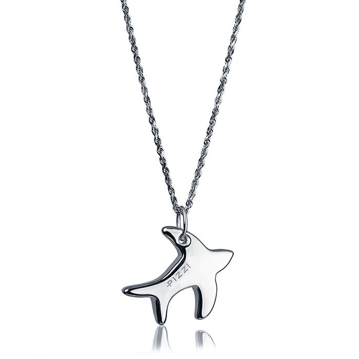 Collana  in oro bianco 18kt con pendente rondine