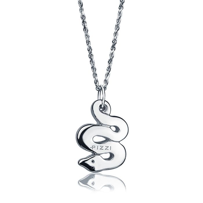 Collana  in oro bianco 18kt con pendente serpente