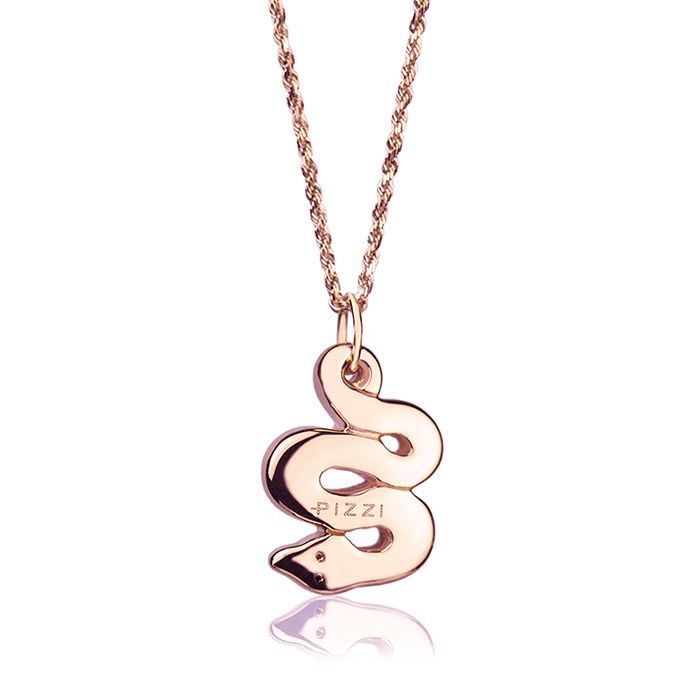Collana  in oro rosa 18kt con pendente serpente