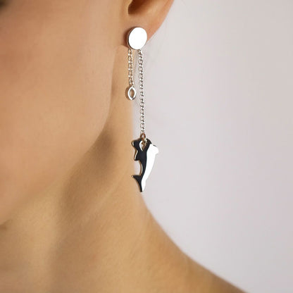Orecchini in Argento a catena Pendente Delfino