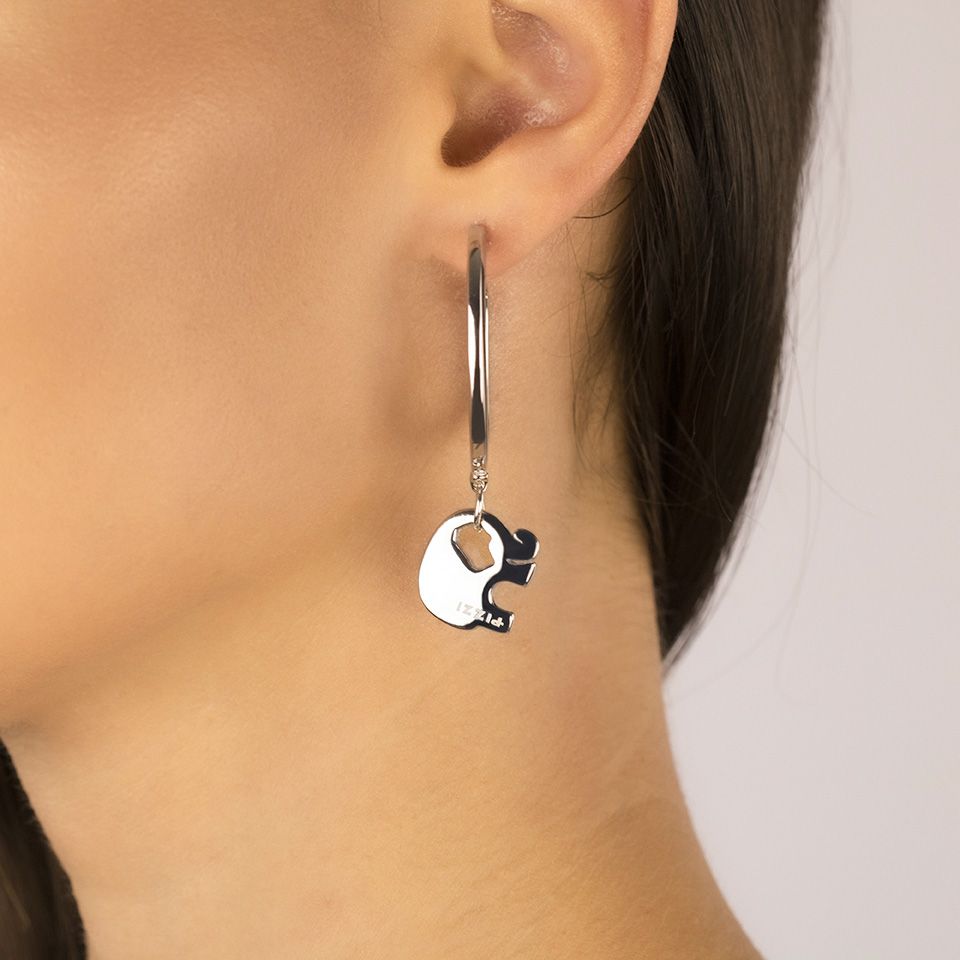 Orecchini  in Argento Cerchio Pendente Elefante