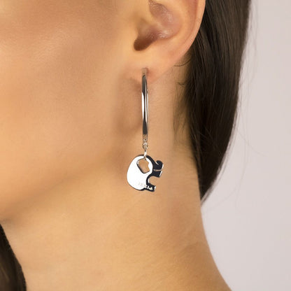 Orecchini  in Argento Cerchio Pendente Elefante