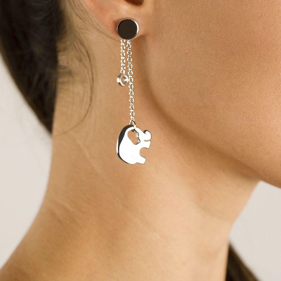 Silberne Kettenohrringe mit Elefantenanhänger