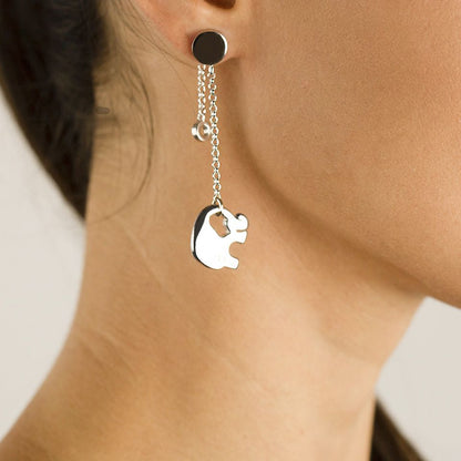 Orecchini in Argento a catena Pendente Elefante