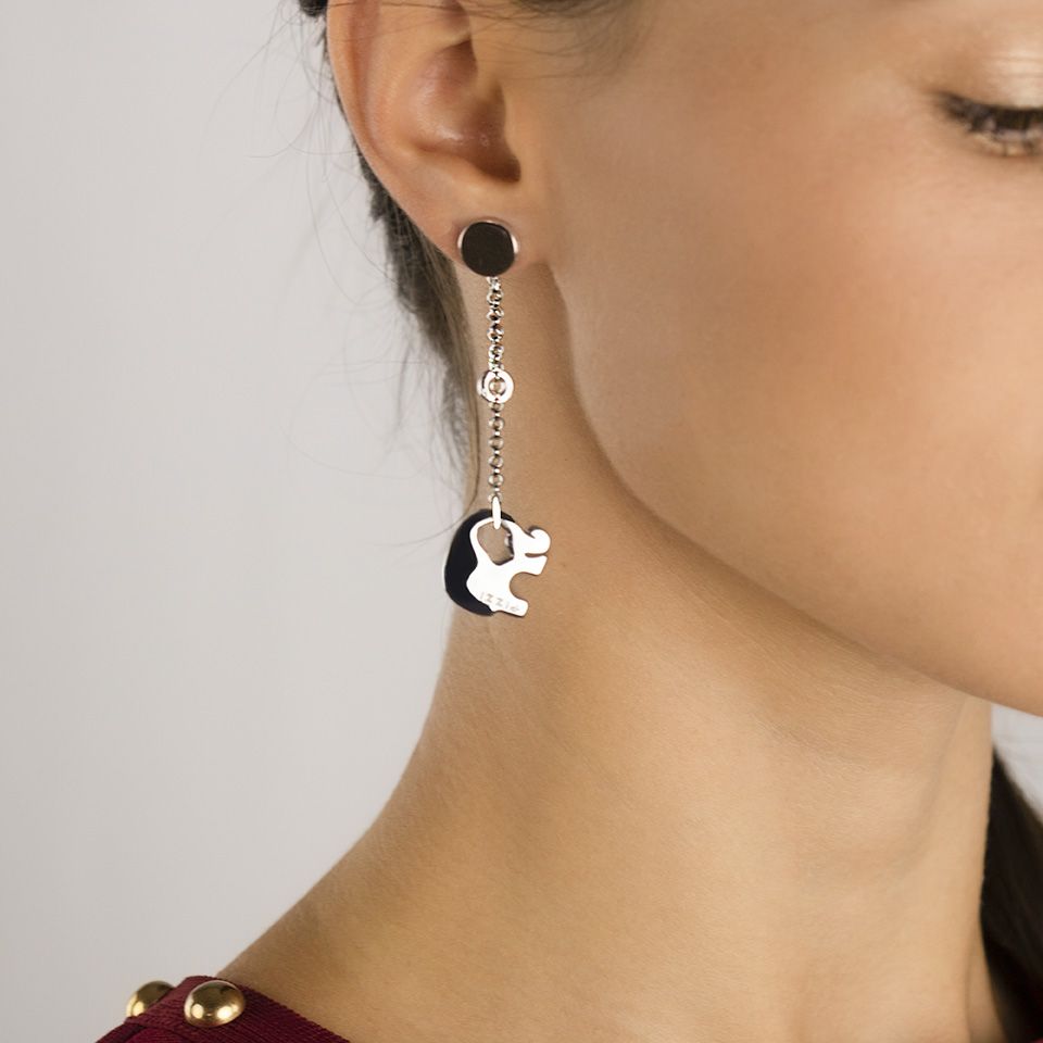 Silberne Kettenohrringe mit Elefantenanhänger