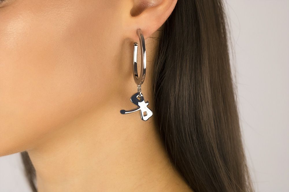 Orecchini in Argento a Cerchio Pendente Libellula